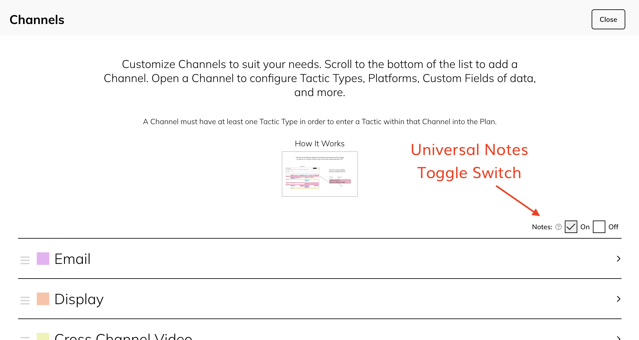 Notes toggle