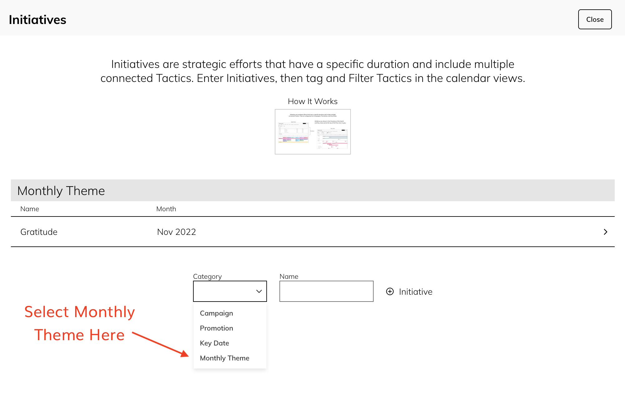 Select Monthly Theme