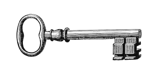 Vintage European style key engraving from Six Semaines de vacances by Paul Poiré (1880). Original from the British Library. Digitally enhanced by rawpixel.